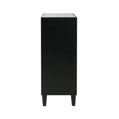 Elon 4 Drawer Tallboy Cabinet Black with SM Mirror