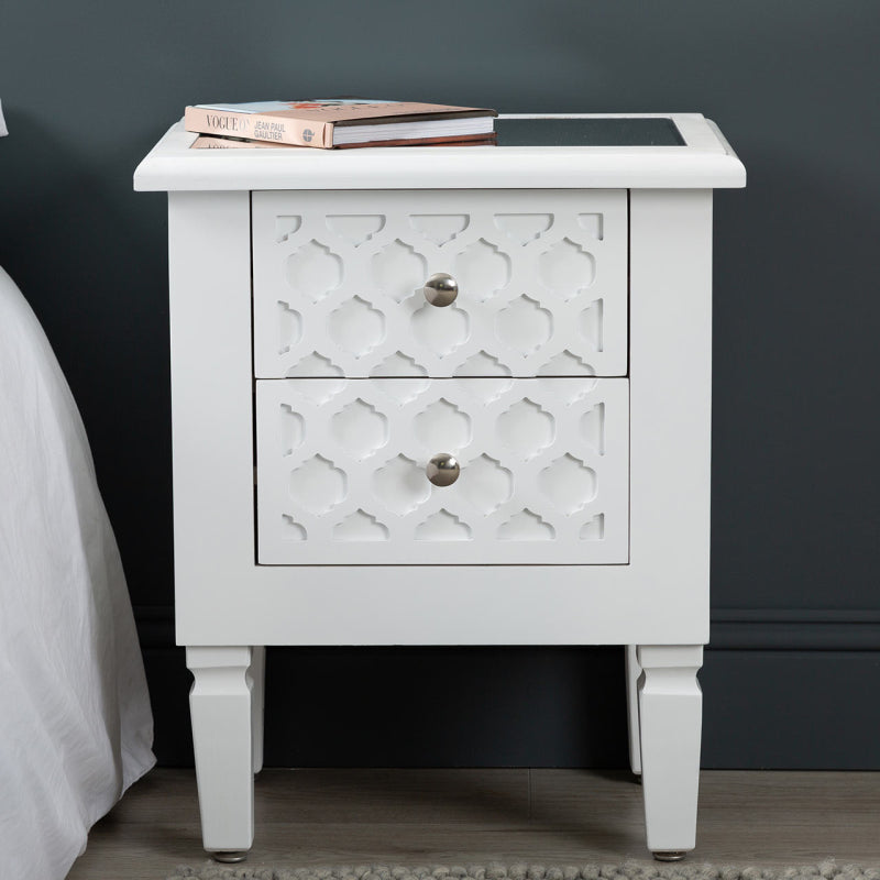 Casablanca White Wood Bedside Cabinet