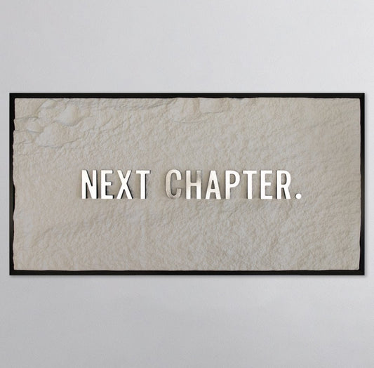 NEXT CHAPTER - SILVER 3D TEXT ON ALABASTER