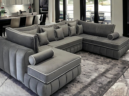 Luxe Piped U Shape Sofa