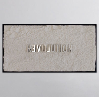 REVOLUTION - WHITE & SILVER 3D TEXT ON ALABASTER