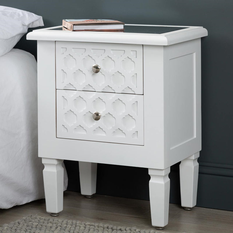 Casablanca White Wood Bedside Cabinet