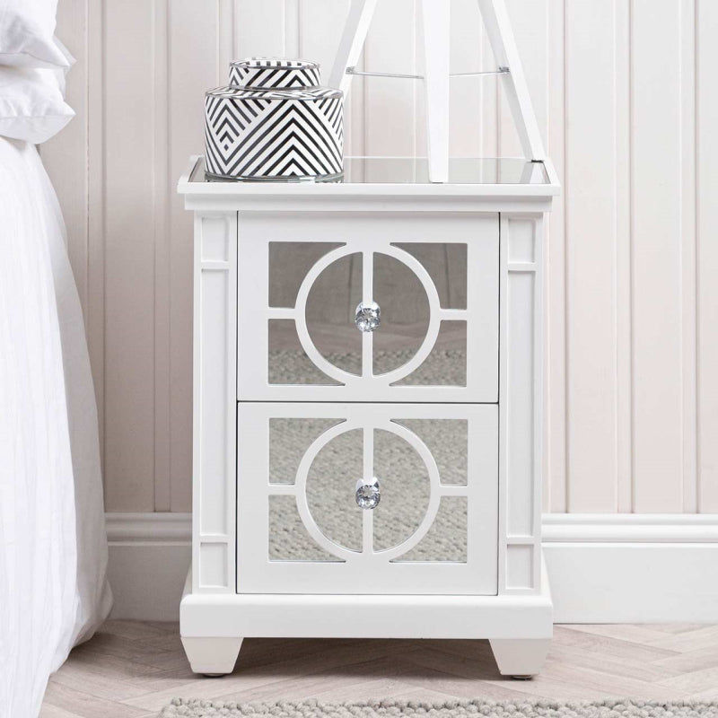 Torino White Wood 2 Drawer Bedside Cabinet