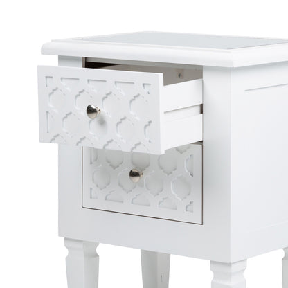 Casablanca White Wood Bedside Cabinet