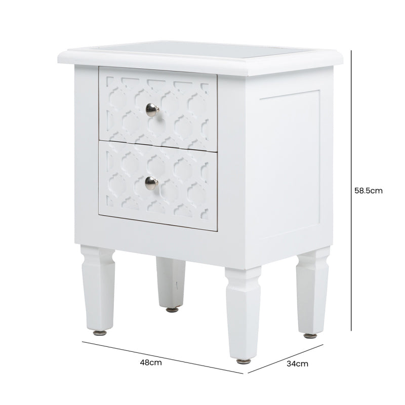 Casablanca White Wood Bedside Cabinet