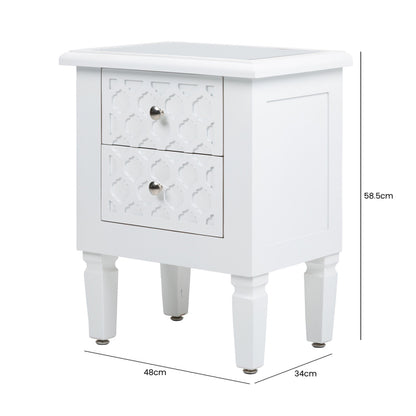 Casablanca White Wood Bedside Cabinet