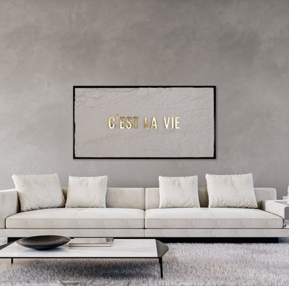 C'EST LA VIE - GOLD 3D TEXT ON ALABASTER