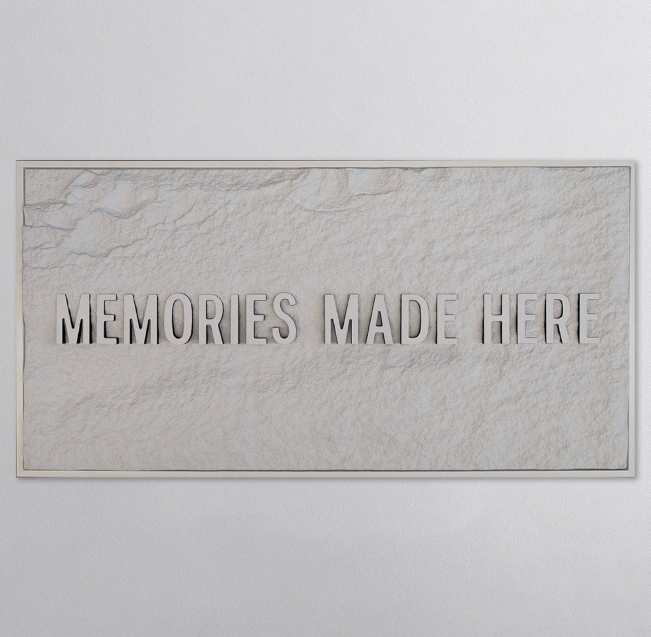 MEMORIES MADE HERE - WHITE 3D TEXT ON ALABASTER