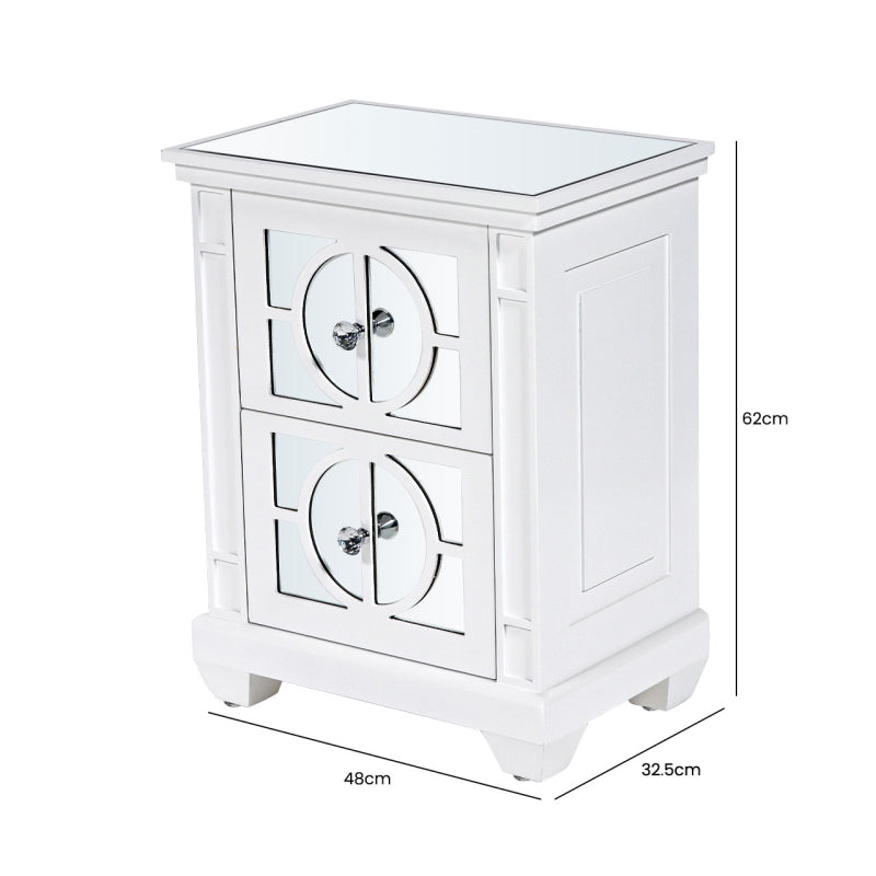 Torino White Wood 2 Drawer Bedside Cabinet