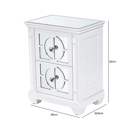 Torino White Wood 2 Drawer Bedside Cabinet