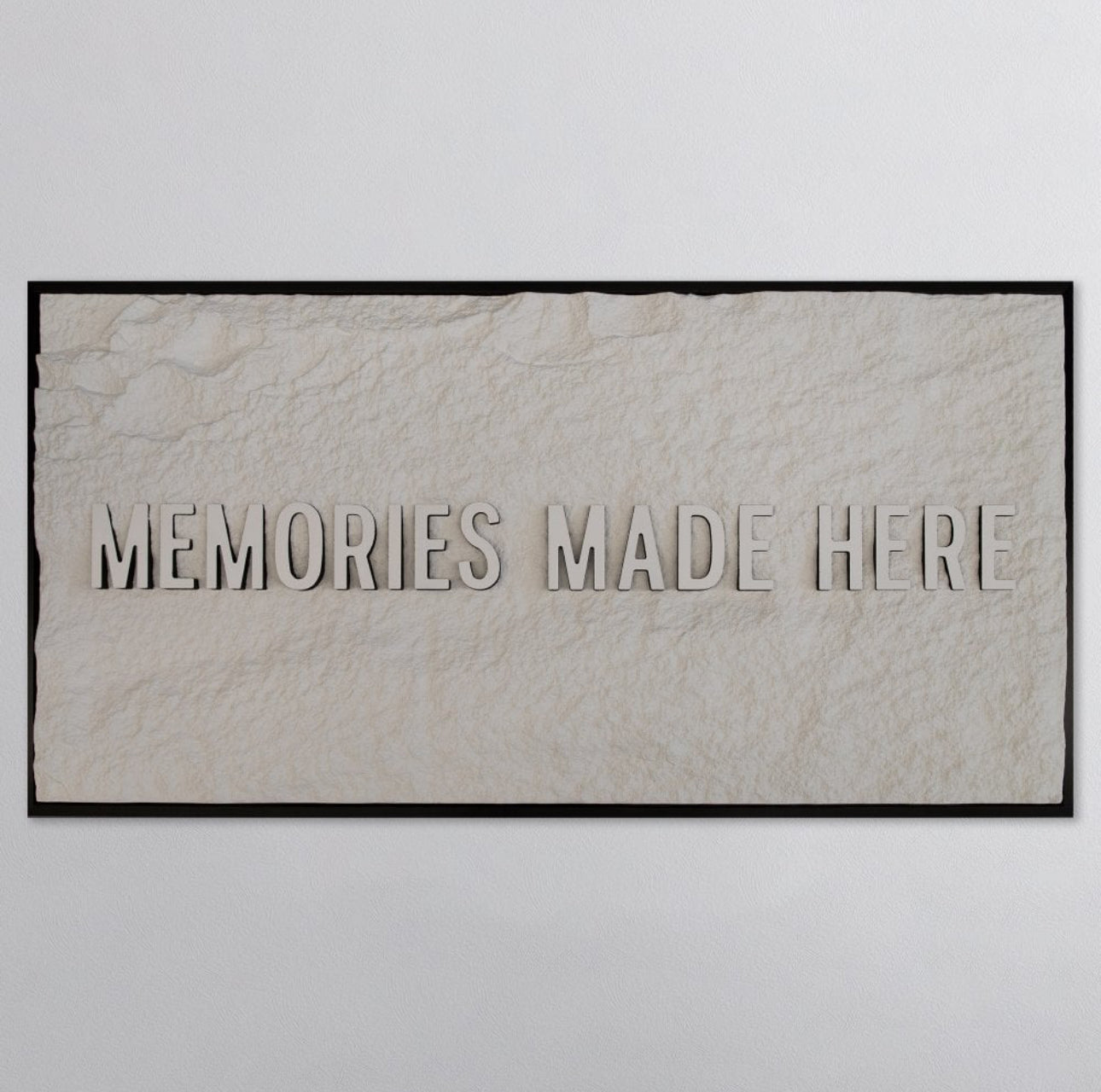 MEMORIES MADE HERE - WHITE 3D TEXT ON ALABASTER