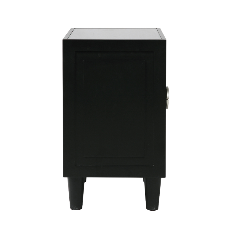 Elon 2 Drawer Bedside Cabinet Black with SM Mirror