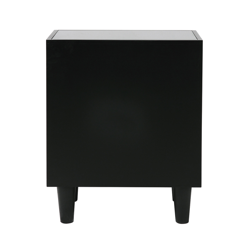 Elon 2 Drawer Bedside Cabinet Black with SM Mirror