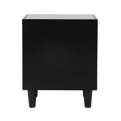 Elon 2 Drawer Bedside Cabinet Black with SM Mirror