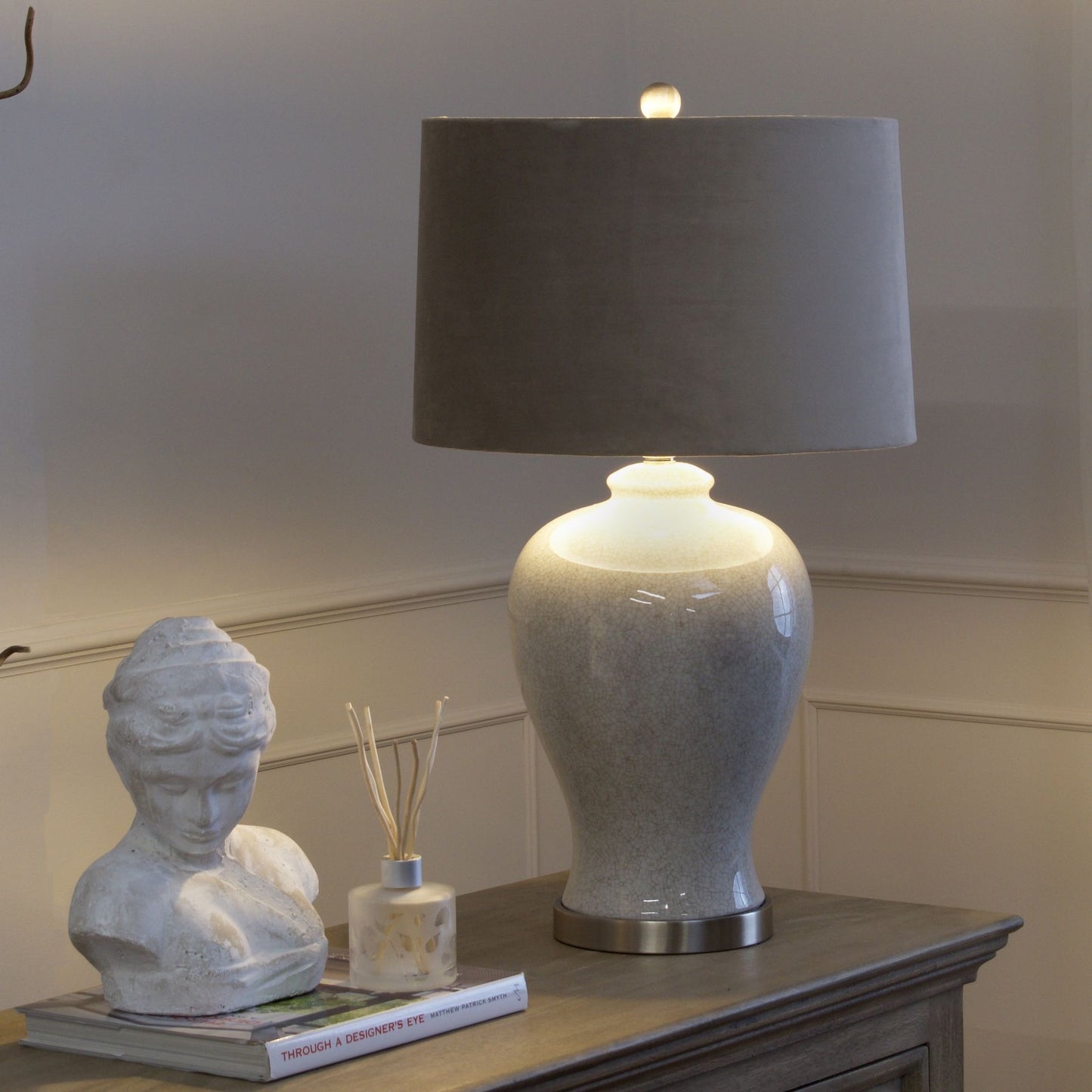 Hadley Ceramic Table Lamp With Natural Shade