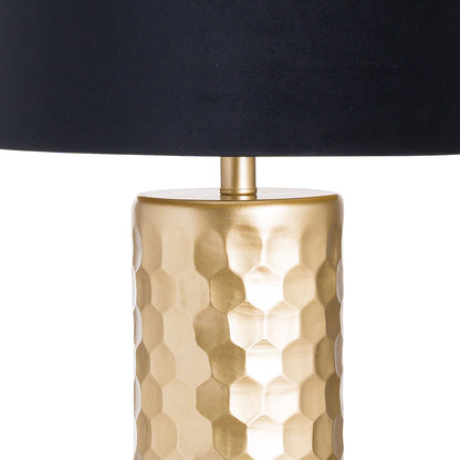 Jem Honey Comb Gold Table Lamp With Black Velvet Shade