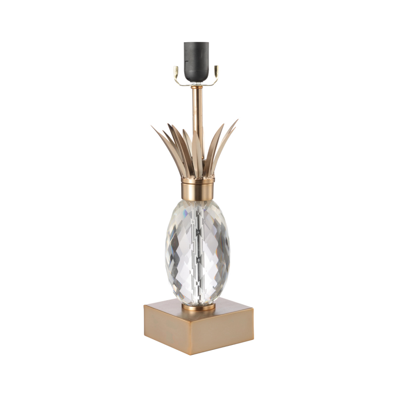 64.1cm Champagne Metal Table Lamp with Pineapple Glass and Black Velvet Shade