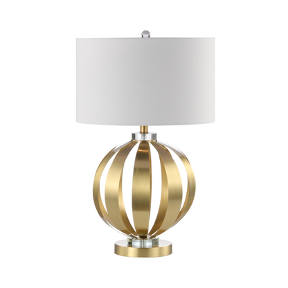 70cm Gold Metal Table Lamp with White Linen Shade