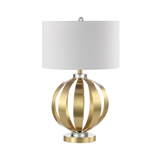 70cm Gold Metal Table Lamp with White Linen Shade