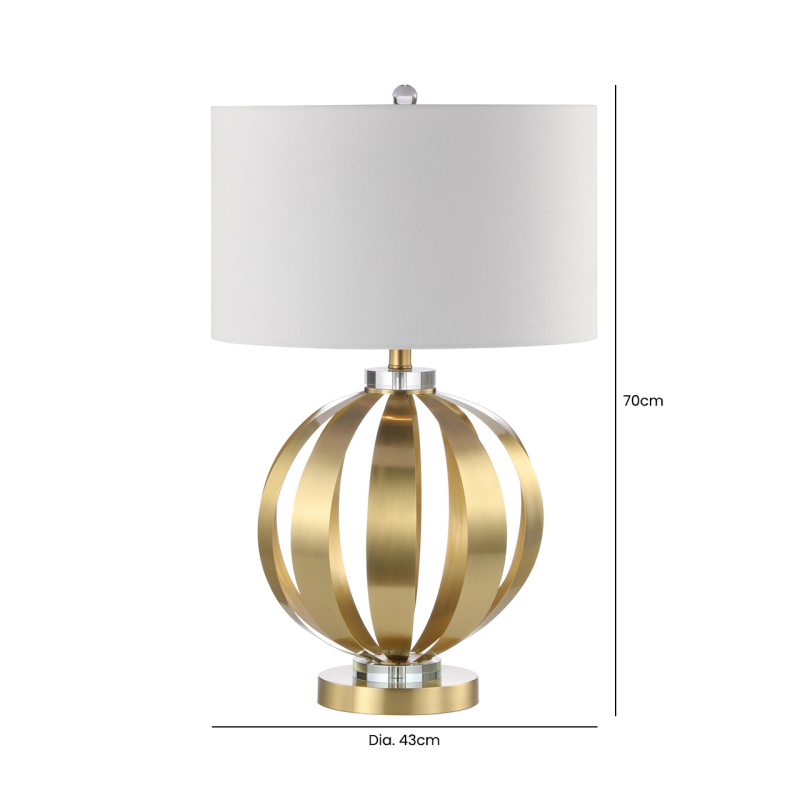 70cm Gold Metal Table Lamp with White Linen Shade