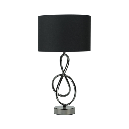 50cm Black G-Clef Design Metal Table Lamp with Black Linen Shade