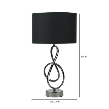 50cm Black G-Clef Design Metal Table Lamp with Black Linen Shade