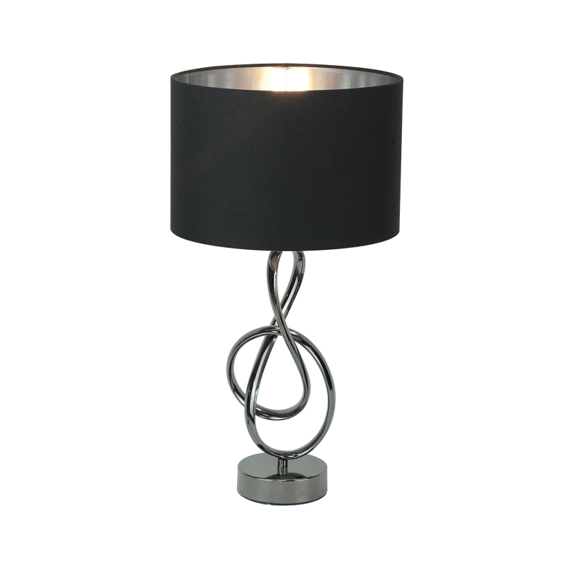 50cm Black G-Clef Design Metal Table Lamp with Black Linen Shade