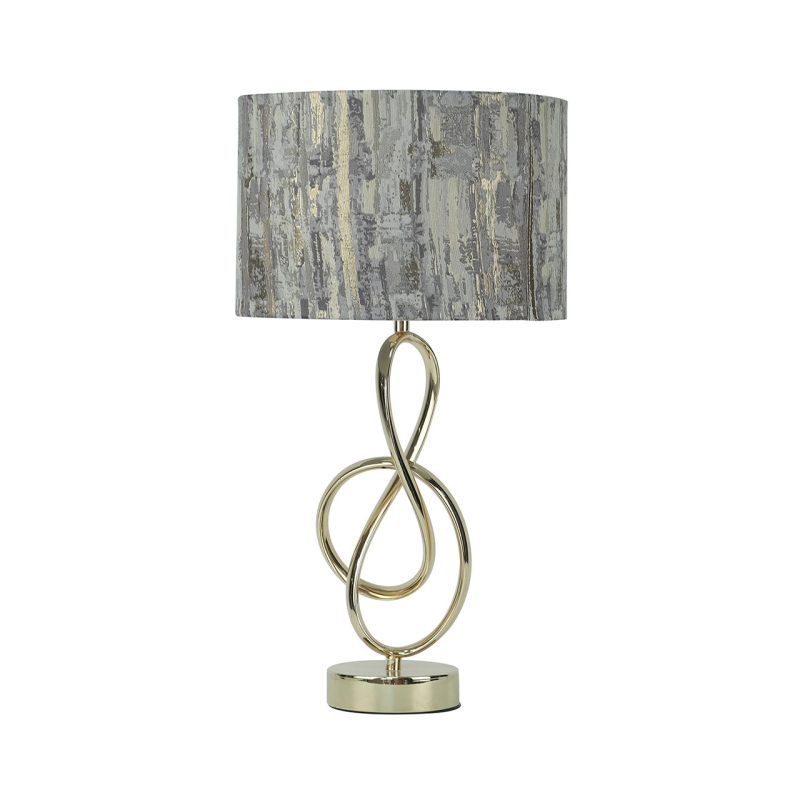 50cm Gold G-Clef Design Metal Table Lamp with Grey Linen Shade