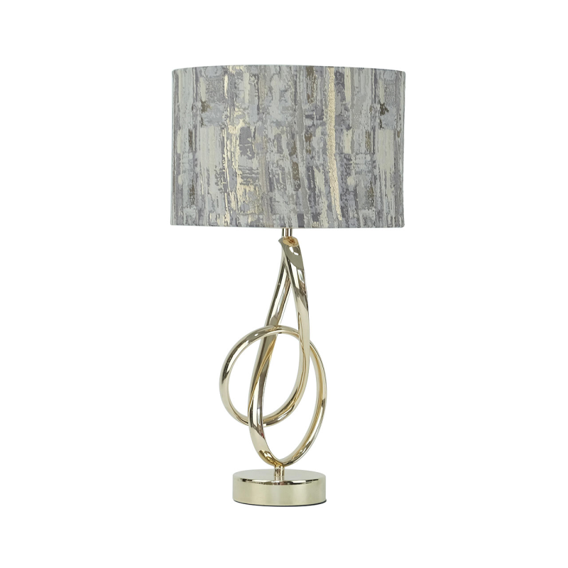 50cm Gold G-Clef Design Metal Table Lamp with Grey Linen Shade