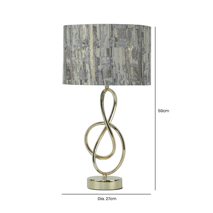 50cm Gold G-Clef Design Metal Table Lamp with Grey Linen Shade