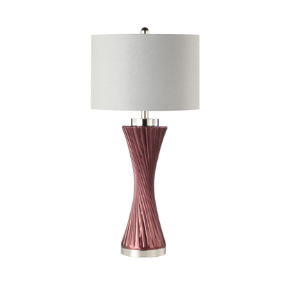 78cm Mulberry Purple Twist Table Lamp with Grey Linen Shade