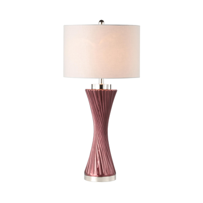 78cm Mulberry Purple Twist Table Lamp with Grey Linen Shade