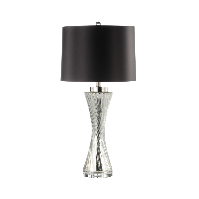 81.3cm Silver Twist Table Lamp with Black Satin Shade