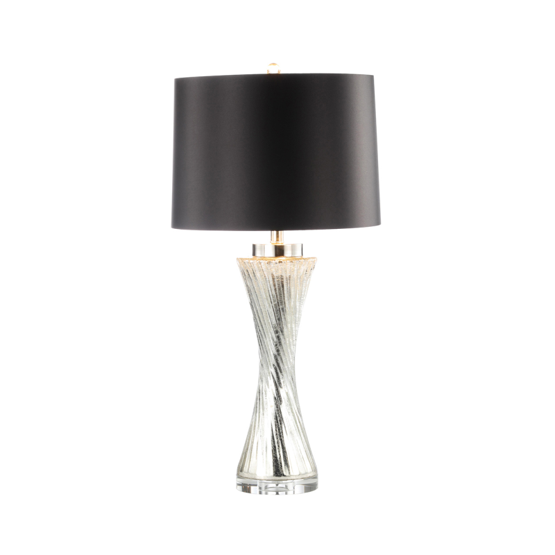 81.3cm Silver Twist Table Lamp with Black Satin Shade