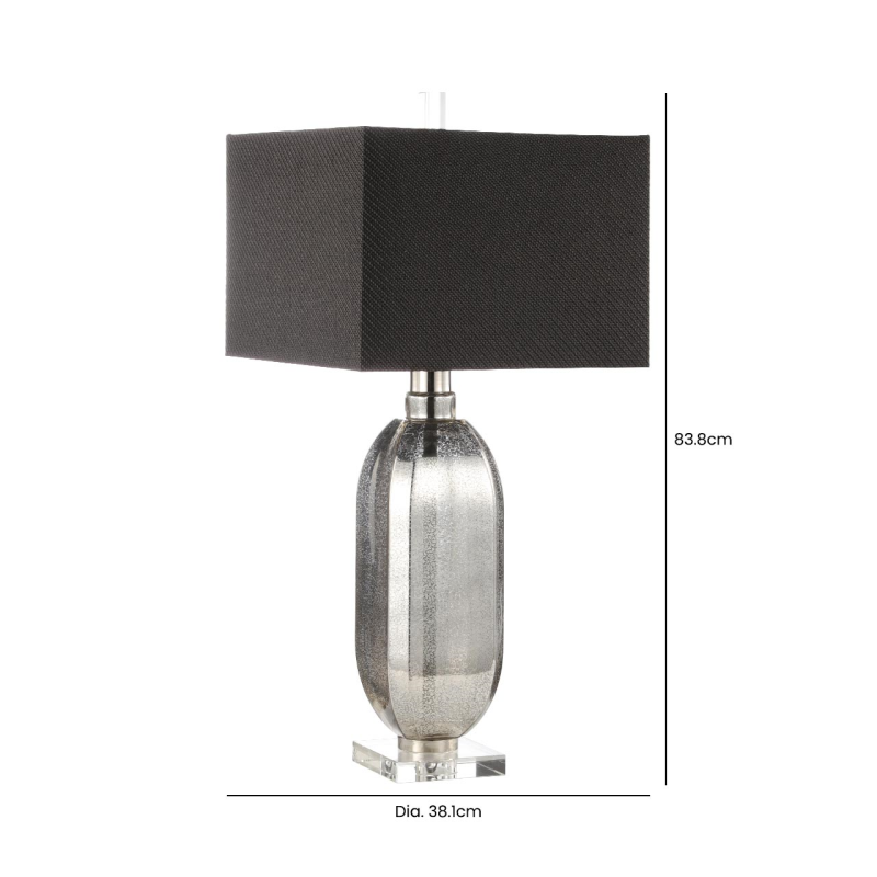 83.8cm Silver Mercury Glass Table Lamp with Dark Grey Linen Shade