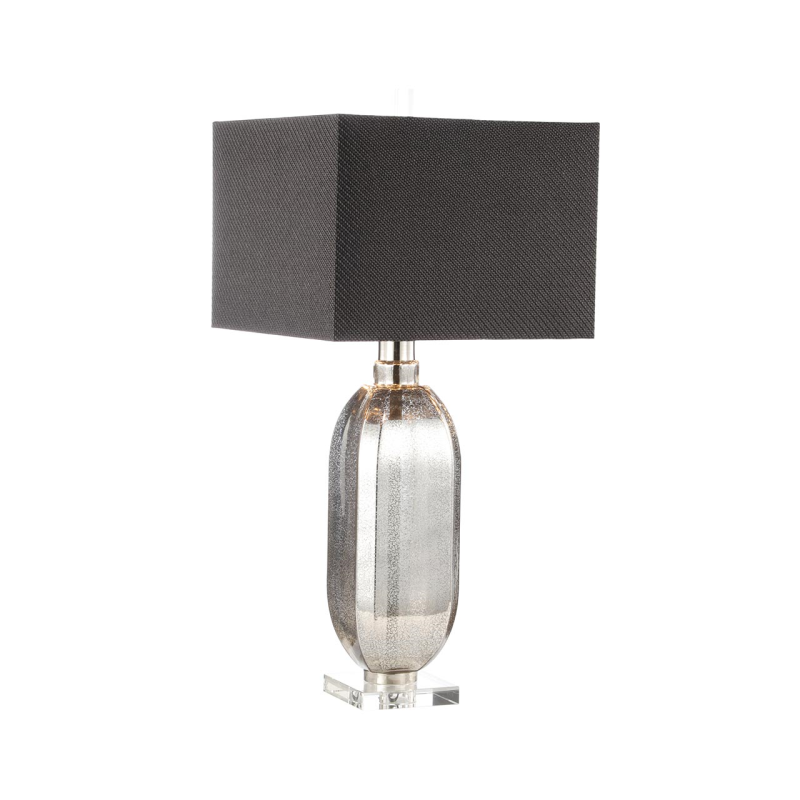 83.8cm Silver Mercury Glass Table Lamp with Dark Grey Linen Shade