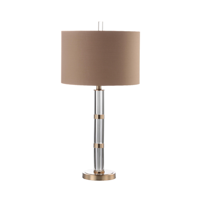 75cm Clear and Champagne Gold Table Lamp with Dark Taupe Faux Silk Shade