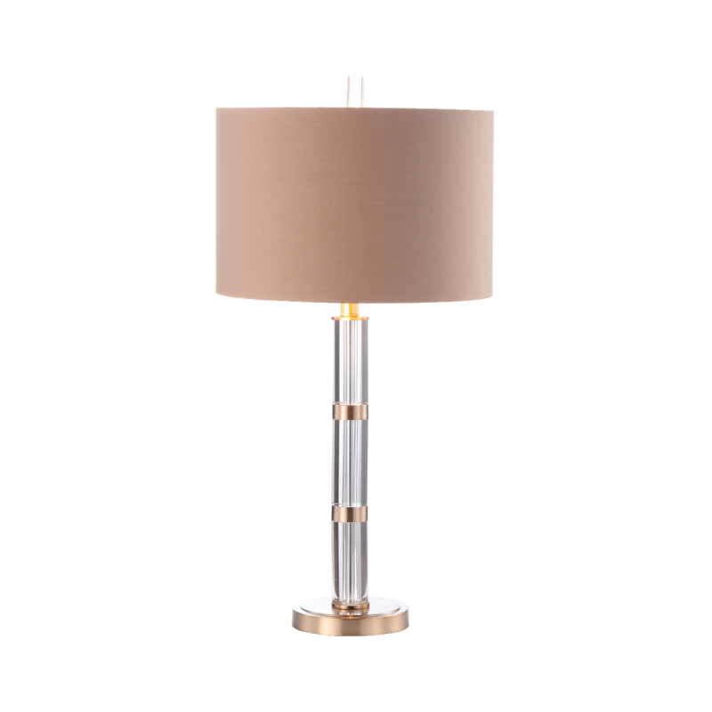 75cm Clear and Champagne Gold Table Lamp with Dark Taupe Faux Silk Shade