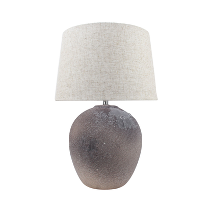 57cm Light Brown Stone Finish Table Lamp with Natural Linen Shade