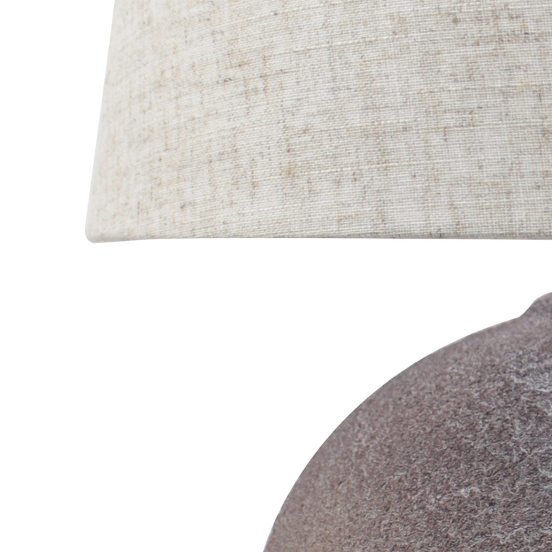 57cm Light Brown Stone Finish Table Lamp with Natural Linen Shade