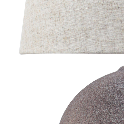 57cm Light Brown Stone Finish Table Lamp with Natural Linen Shade