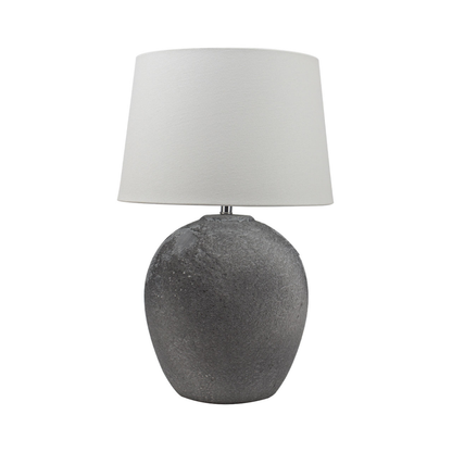 57cm Grey Stone Finish Table Lamp with White Linen Shade