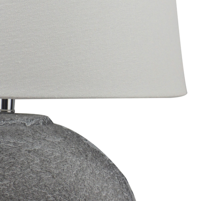 57cm Grey Stone Finish Table Lamp with White Linen Shade