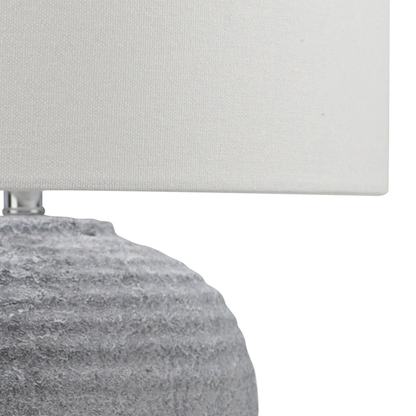 60cm Grey Stone Finish Table Lamp with White Linen Shade