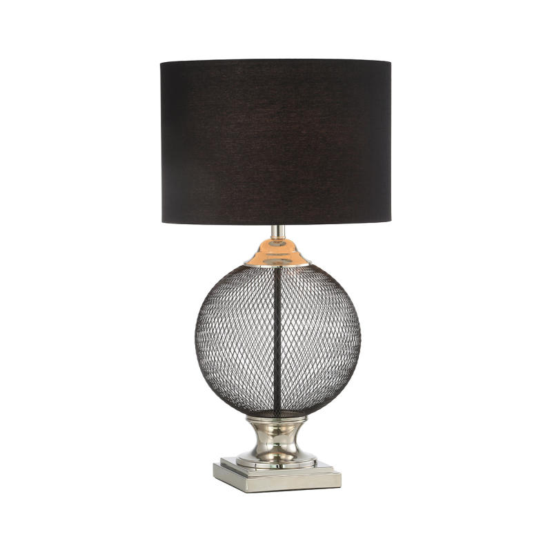 78cm Wire Mesh Table Lamp with Black Linen Shade