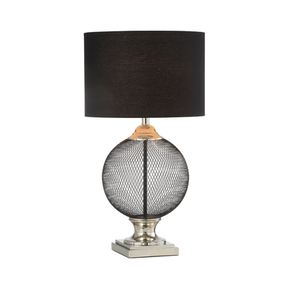 78cm Wire Mesh Table Lamp with Black Linen Shade