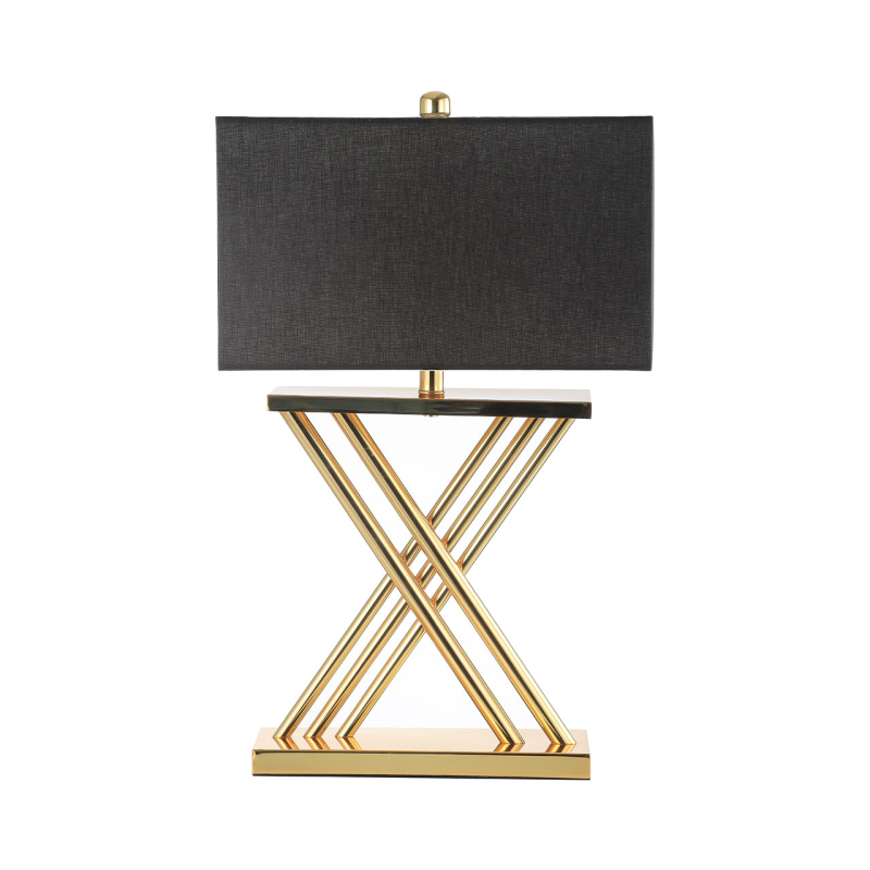 70cm X Gold Table Lamp with Black Linen Shade