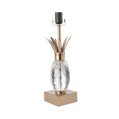 64.1cm Champagne Metal with Pineapple Glass and Taupe Faux Silk Shade Table Lamp