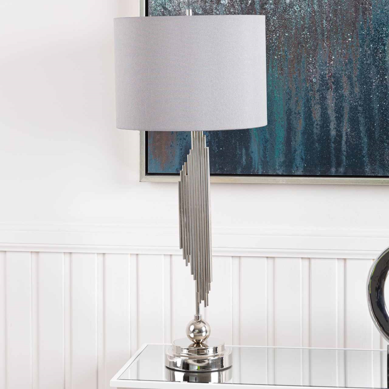 83cm Cohen Chrome Table Lamp With Grey Shade