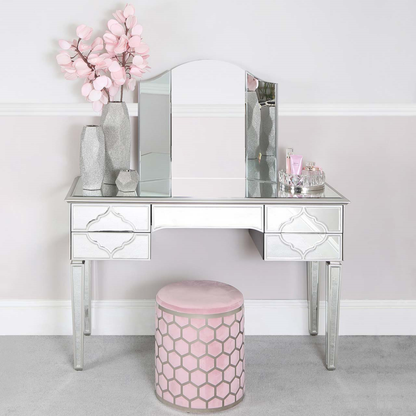 Lattice Blush Pink Round Stool